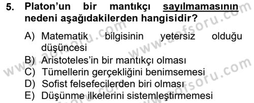 Mantığın Gelişimi Dersi 2014 - 2015 Yılı (Vize) Ara Sınav Soruları 5. Soru