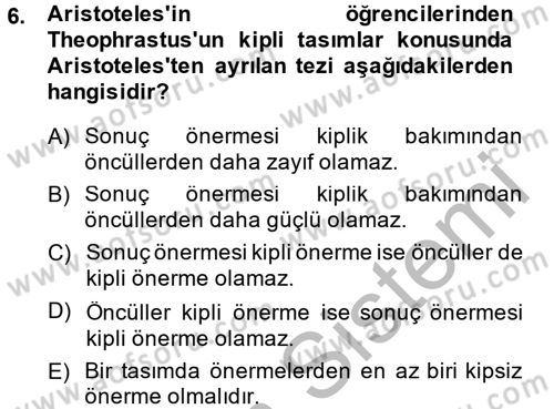 Mantığın Gelişimi Dersi 2014 - 2015 Yılı (Vize) Ara Sınav Soruları 6. Soru