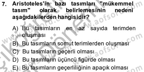 Mantığın Gelişimi Dersi 2014 - 2015 Yılı (Vize) Ara Sınav Soruları 7. Soru