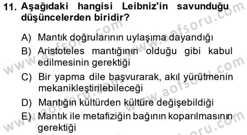 Mantığın Gelişimi Dersi 2014 - 2015 Yılı (Final) Dönem Sonu Sınav Soruları 11. Soru