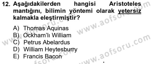 Mantığın Gelişimi Dersi 2014 - 2015 Yılı (Final) Dönem Sonu Sınav Soruları 12. Soru