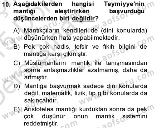 Mantığın Gelişimi Dersi 2014 - 2015 Yılı Tek Ders Sınav Soruları 10. Soru