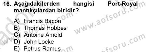 Mantığın Gelişimi Dersi 2014 - 2015 Yılı Tek Ders Sınav Soruları 16. Soru