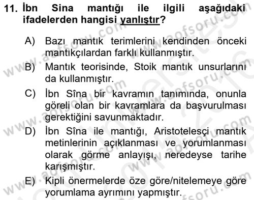 Mantığın Gelişimi Dersi 2015 - 2016 Yılı (Vize) Ara Sınav Soruları 11. Soru