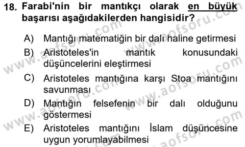 Mantığın Gelişimi Dersi 2015 - 2016 Yılı (Vize) Ara Sınav Soruları 18. Soru