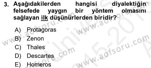 Mantığın Gelişimi Dersi 2015 - 2016 Yılı (Vize) Ara Sınav Soruları 3. Soru