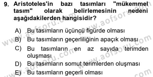 Mantığın Gelişimi Dersi 2015 - 2016 Yılı (Vize) Ara Sınav Soruları 9. Soru