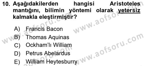 Mantığın Gelişimi Dersi 2015 - 2016 Yılı (Final) Dönem Sonu Sınav Soruları 10. Soru