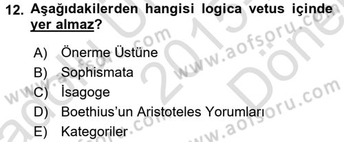 Mantığın Gelişimi Dersi 2015 - 2016 Yılı (Final) Dönem Sonu Sınav Soruları 12. Soru