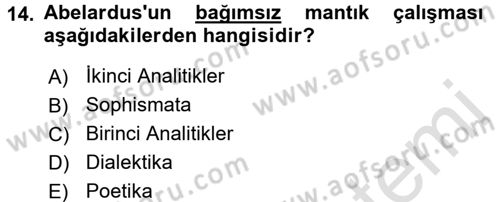 Mantığın Gelişimi Dersi 2015 - 2016 Yılı (Final) Dönem Sonu Sınav Soruları 14. Soru