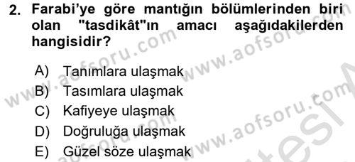 Mantığın Gelişimi Dersi 2015 - 2016 Yılı (Final) Dönem Sonu Sınavı 2. Soru