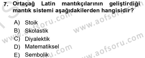 Mantığın Gelişimi Dersi 2015 - 2016 Yılı (Final) Dönem Sonu Sınav Soruları 7. Soru