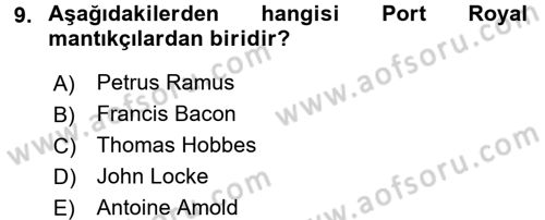 Mantığın Gelişimi Dersi 2015 - 2016 Yılı (Final) Dönem Sonu Sınav Soruları 9. Soru