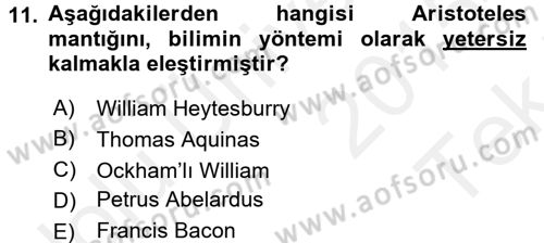 Mantığın Gelişimi Dersi 2015 - 2016 Yılı Tek Ders Sınav Soruları 11. Soru