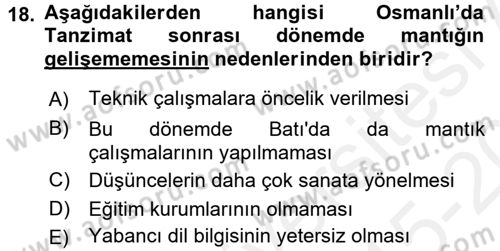 Mantığın Gelişimi Dersi 2015 - 2016 Yılı Tek Ders Sınav Soruları 18. Soru