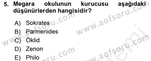 Mantığın Gelişimi Dersi 2015 - 2016 Yılı Tek Ders Sınav Soruları 5. Soru