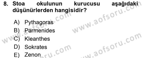 Mantığın Gelişimi Dersi 2015 - 2016 Yılı Tek Ders Sınav Soruları 8. Soru