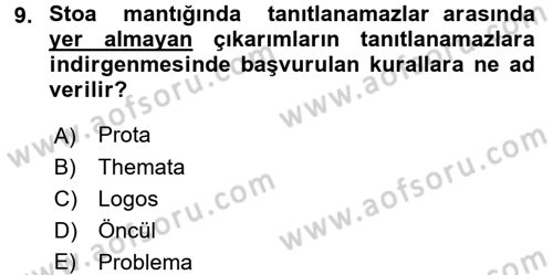 Mantığın Gelişimi Dersi 2015 - 2016 Yılı Tek Ders Sınav Soruları 9. Soru