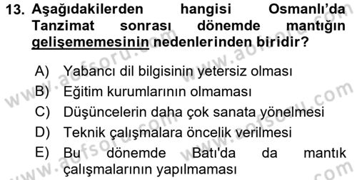 Mantığın Gelişimi Dersi 2016 - 2017 Yılı 3 Ders Sınav Soruları 13. Soru
