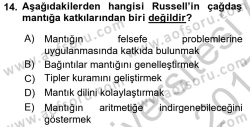 Mantığın Gelişimi Dersi 2016 - 2017 Yılı 3 Ders Sınav Soruları 14. Soru