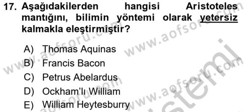 Mantığın Gelişimi Dersi 2016 - 2017 Yılı 3 Ders Sınav Soruları 17. Soru