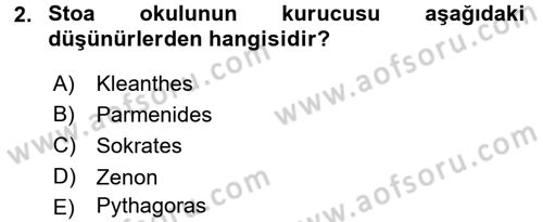 Mantığın Gelişimi Dersi 2016 - 2017 Yılı 3 Ders Sınav Soruları 2. Soru
