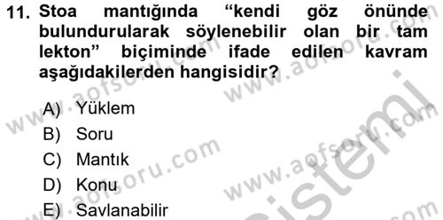 Mantığın Gelişimi Dersi 2016 - 2017 Yılı (Vize) Ara Sınav Soruları 11. Soru