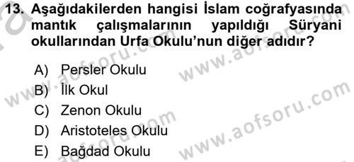 Mantığın Gelişimi Dersi 2016 - 2017 Yılı (Vize) Ara Sınav Soruları 13. Soru