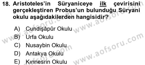 Mantığın Gelişimi Dersi 2016 - 2017 Yılı (Vize) Ara Sınav Soruları 18. Soru