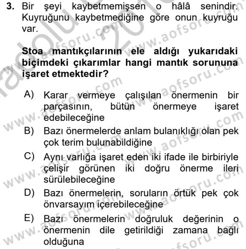 Mantığın Gelişimi Dersi 2016 - 2017 Yılı (Vize) Ara Sınavı 3. Soru