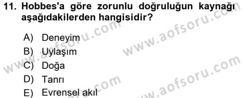 Mantığın Gelişimi Dersi 2016 - 2017 Yılı (Final) Dönem Sonu Sınav Soruları 11. Soru