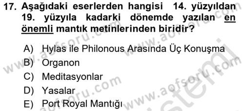 Mantığın Gelişimi Dersi 2016 - 2017 Yılı (Final) Dönem Sonu Sınav Soruları 17. Soru