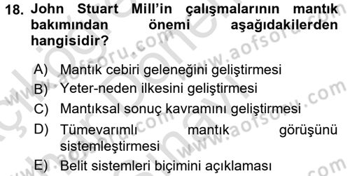 Mantığın Gelişimi Dersi 2016 - 2017 Yılı (Final) Dönem Sonu Sınav Soruları 18. Soru