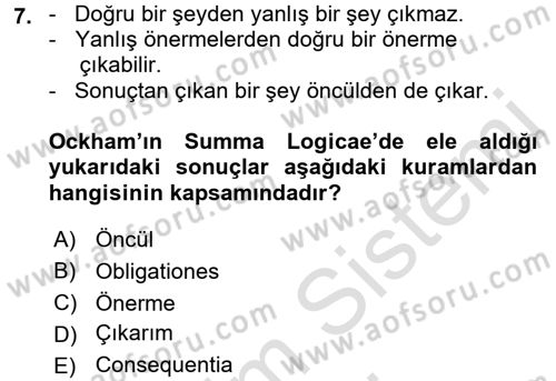 Mantığın Gelişimi Dersi 2016 - 2017 Yılı (Final) Dönem Sonu Sınav Soruları 7. Soru