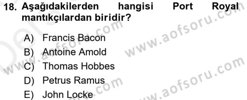 Mantığın Gelişimi Dersi 2017 - 2018 Yılı 3 Ders Sınav Soruları 18. Soru