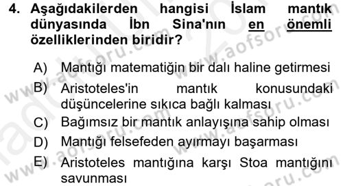 Mantığın Gelişimi Dersi 2017 - 2018 Yılı 3 Ders Sınav Soruları 4. Soru
