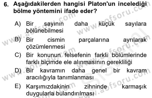 Mantığın Gelişimi Dersi 2017 - 2018 Yılı 3 Ders Sınav Soruları 6. Soru