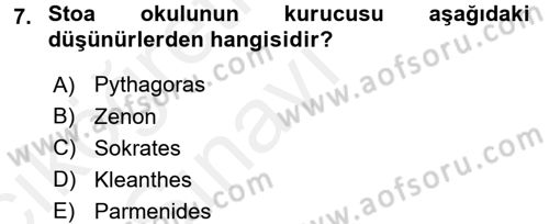 Mantığın Gelişimi Dersi 2017 - 2018 Yılı 3 Ders Sınav Soruları 7. Soru