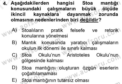 Mantığın Gelişimi Dersi 2017 - 2018 Yılı (Final) Dönem Sonu Sınav Soruları 4. Soru