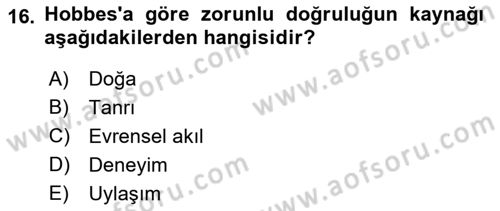 Mantığın Gelişimi Dersi 2018 - 2019 Yılı 3 Ders Sınav Soruları 16. Soru