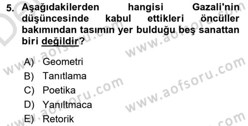 Mantığın Gelişimi Dersi 2018 - 2019 Yılı 3 Ders Sınav Soruları 5. Soru