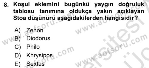 Mantığın Gelişimi Dersi 2018 - 2019 Yılı 3 Ders Sınav Soruları 8. Soru