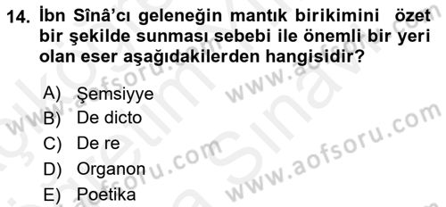 Mantığın Gelişimi Dersi 2018 - 2019 Yılı (Vize) Ara Sınavı 14. Soru