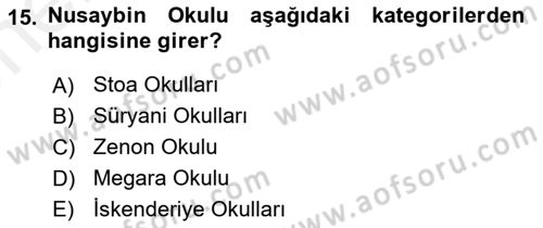 Mantığın Gelişimi Dersi 2018 - 2019 Yılı (Vize) Ara Sınavı 15. Soru