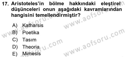 Mantığın Gelişimi Dersi 2018 - 2019 Yılı (Vize) Ara Sınavı 17. Soru