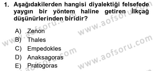 Mantığın Gelişimi Dersi 2018 - 2019 Yılı (Final) Dönem Sonu Sınav Soruları 1. Soru