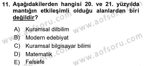 Mantığın Gelişimi Dersi 2018 - 2019 Yılı (Final) Dönem Sonu Sınav Soruları 11. Soru