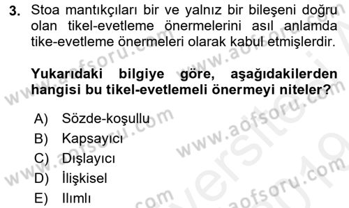 Mantığın Gelişimi Dersi 2018 - 2019 Yılı (Final) Dönem Sonu Sınav Soruları 3. Soru