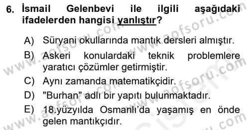 Mantığın Gelişimi Dersi 2018 - 2019 Yılı (Final) Dönem Sonu Sınav Soruları 6. Soru