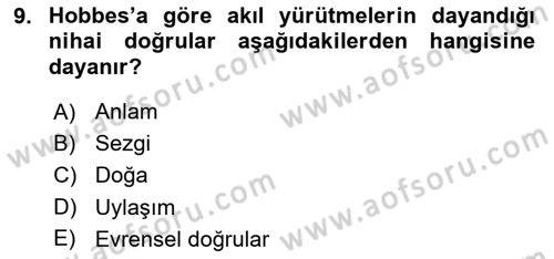 Mantığın Gelişimi Dersi 2018 - 2019 Yılı (Final) Dönem Sonu Sınav Soruları 9. Soru